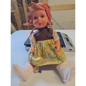 Goebel Gretel Doll,  Vintage, Yellow Apron Skirt Brown Shirt Socks Rubber